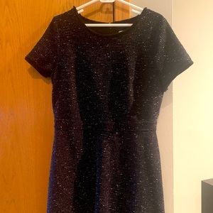Loft A-line black and white knit weave dress.